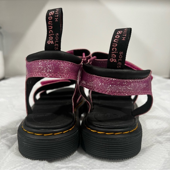 Dr. Martens Klaire J Pink Cosmic Glitter Velcro Sandals Big Girls Sz 4 - Picture 9 of 13